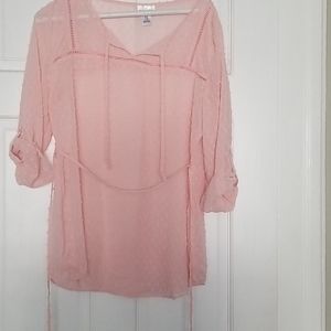 Pale pink sheer textured maternity top